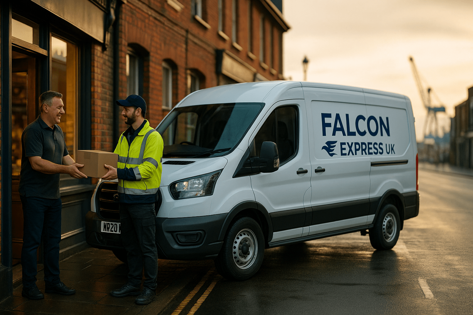 Falcon Express same day courier delivering a package in Southampton